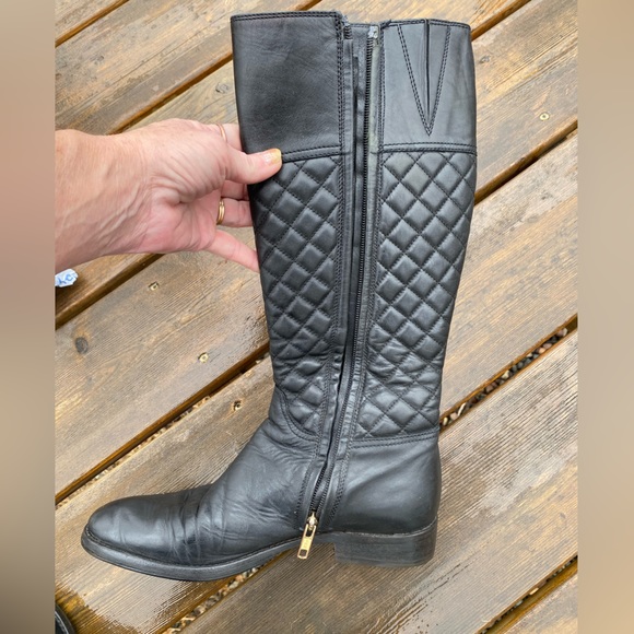 BURBERRY Black QUILTED ALL Leather Riding BOOTS🏇🇮🇹Italian made🔥EUC🇺🇸7.5/8 - Picture 7 of 17